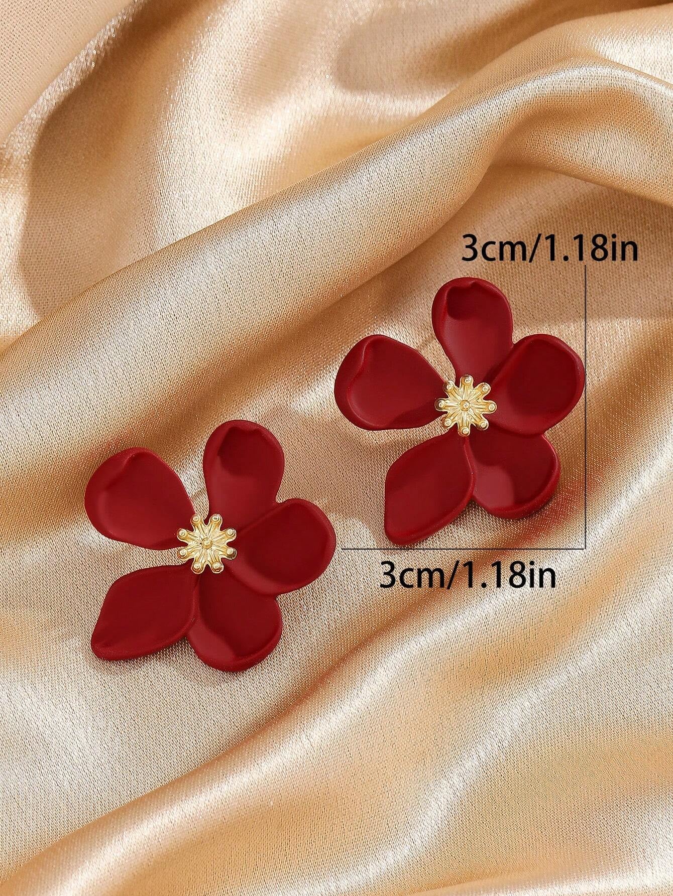MESTILO 1 Pair of European and American Exaggerated Metal Large Flower Stud Earrings Suitable for Women'S Daily Wear Valentines
