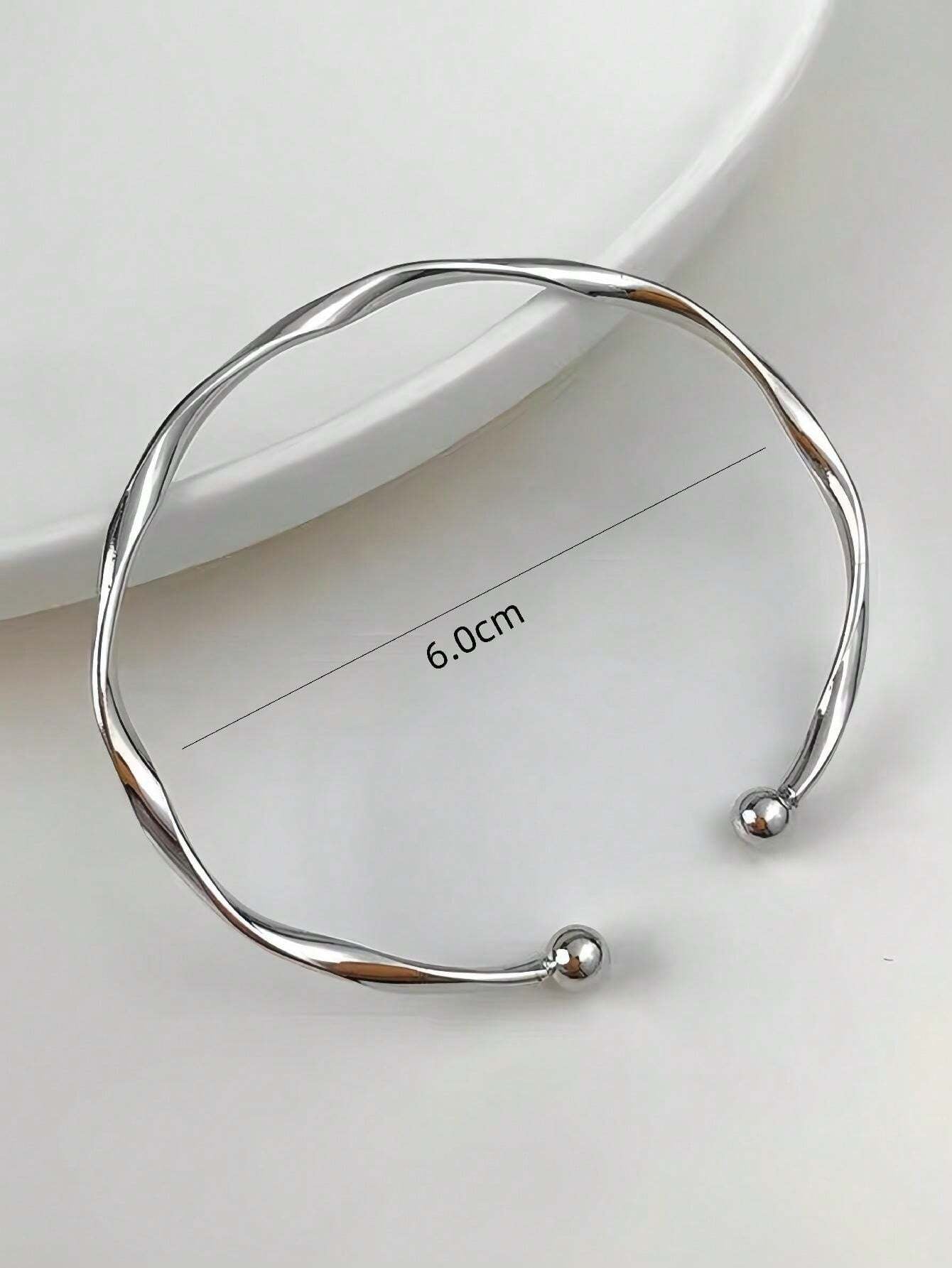 1Pc Fashionable Simple Wave Design Open Bangle Bracelet, Suitable for Women Daily Wear, Festival, Party