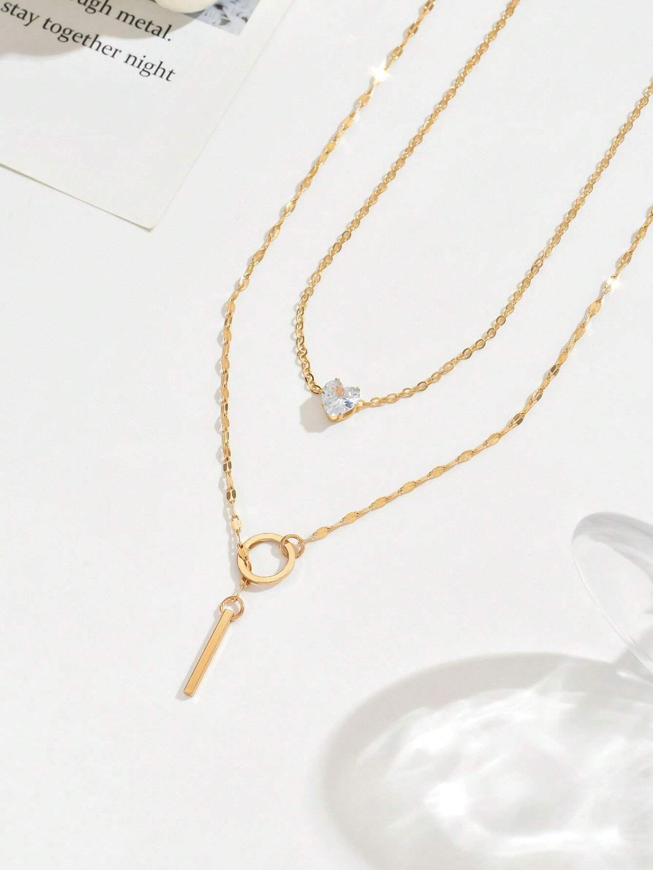 1Pc Gold Y-Shaped Design Layered Necklace, Details Decorated with Rhinestones & Faux Pearl, Suitable for Daily Wear by Women, Friendship Gifts, Banquet Parties(Handmade Chain Cut to Size, Variable Number of Pearls, Variable Size of Rhinestones)