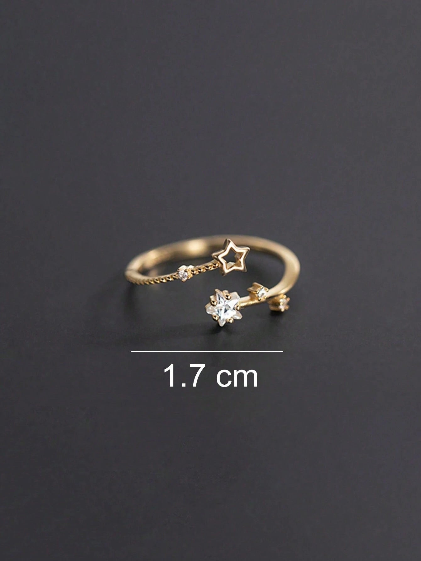 Rhinestone Star Decor Cuff Ring