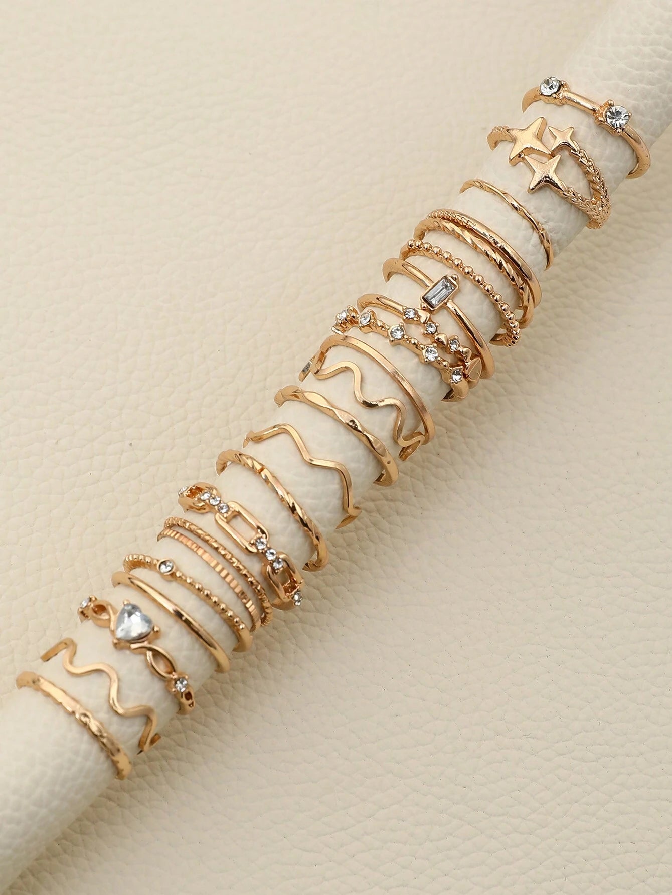 21Pcs Luxury Rhinestone & Faux Pearl Heart, Butterfly Design Ring Set, Suitable for Daily Wear Valentines