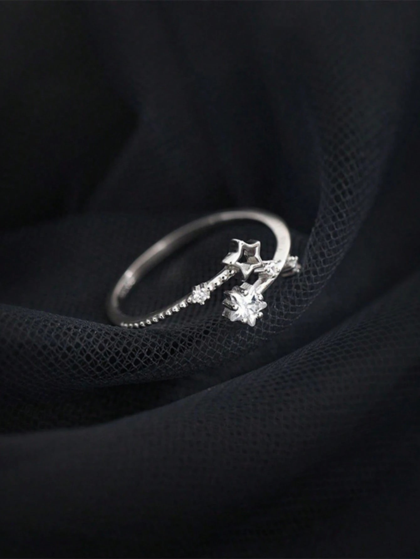 Rhinestone Star Decor Cuff Ring