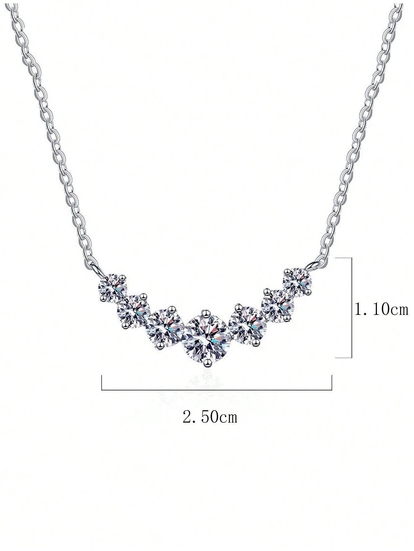 1Pc Exquisite Cubic Zirconia Charm Sterling Silver Necklace for Women for Gift Wedding Engagement Bridal Jewelry