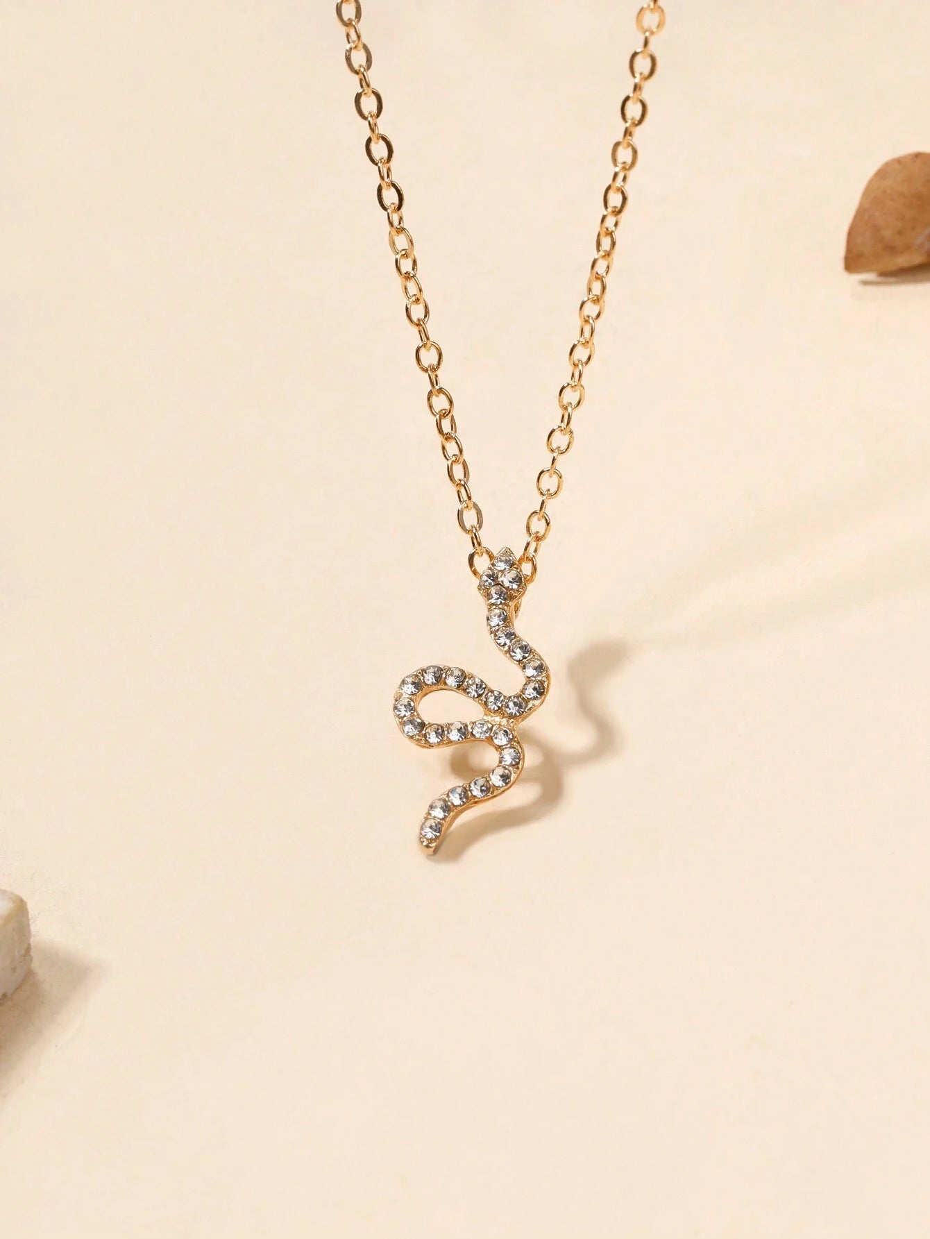 Rhinestone Snake Charm Necklace