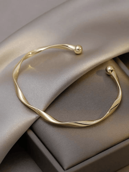 1Pc Fashionable Simple Wave Design Open Bangle Bracelet, Suitable for Women Daily Wear, Festival, Party