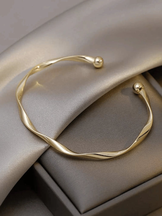 1Pc Fashionable Simple Wave Design Open Bangle Bracelet, Suitable for Women Daily Wear, Festival, Party