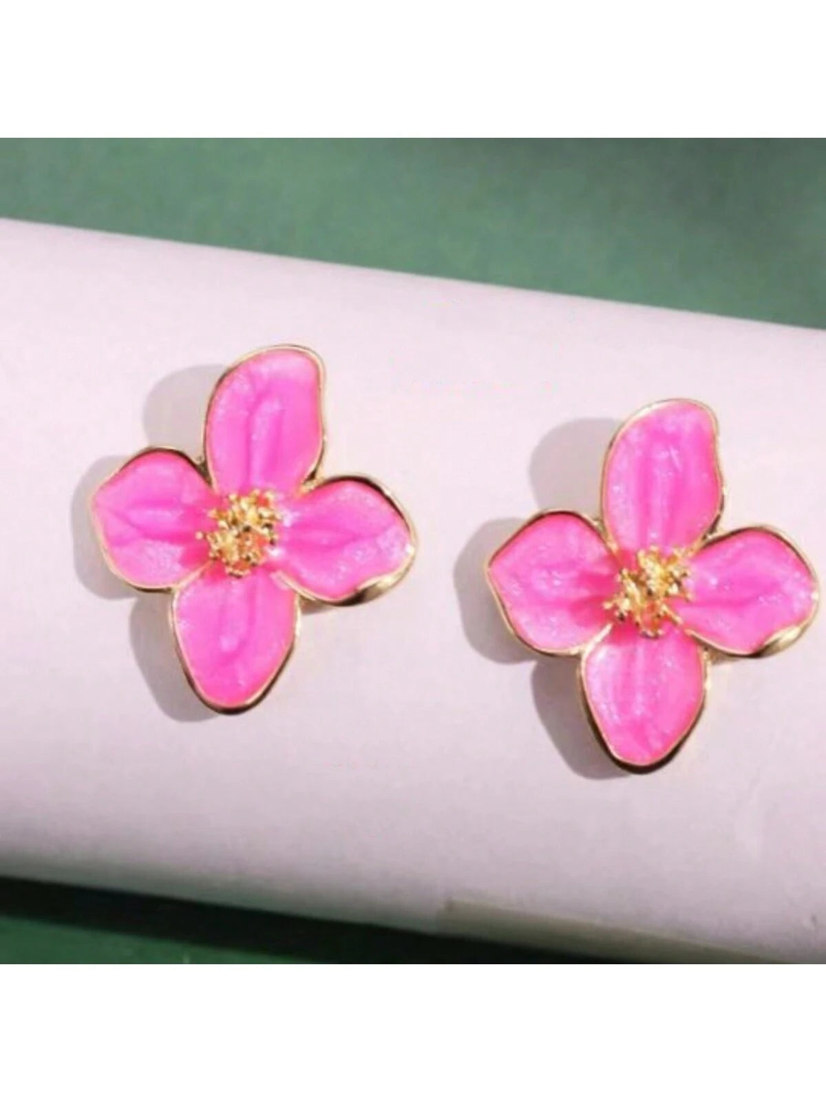 1 Pair Fashionable Hibiscus Flower Glazed Vintage/Retro Flower Stud Earrings, Versatile Jewelry Accessories Valentines