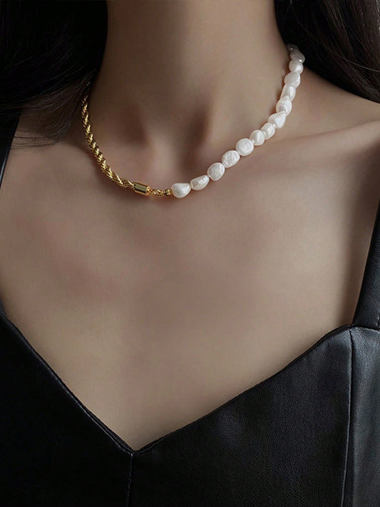 1Pc Fashionable Faux Pearl Decor Necklace for Women for Daily Decoration