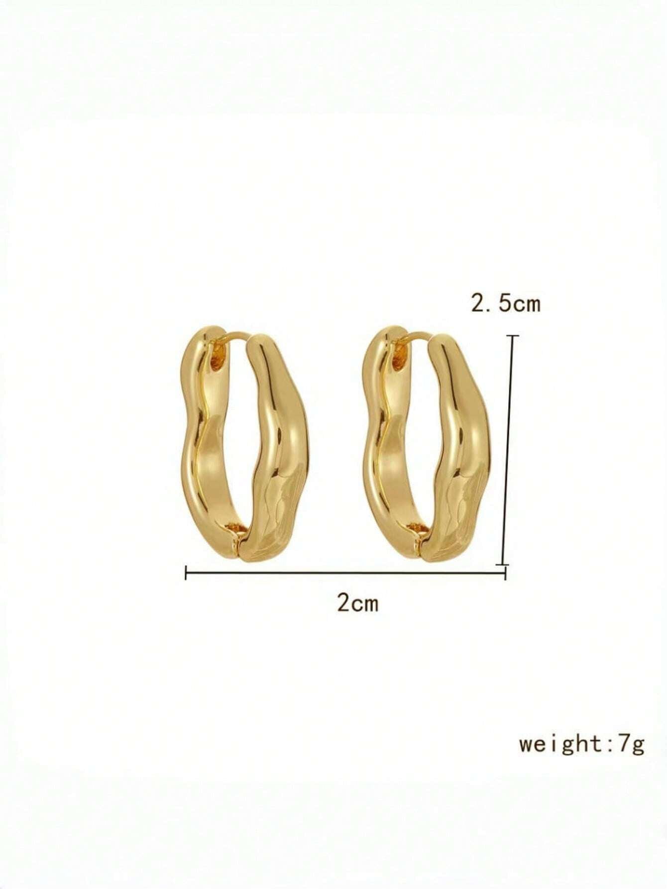 1Pair Simple Teardrop Hoop Earrings, Chunky Gold Tone Water Droplet Earrings, U-Shaped Earrings, Oval Hoop Earrings, Stylish and Elegant Lightweight Dainty Women Jewelry, Perfect Gift for Her
