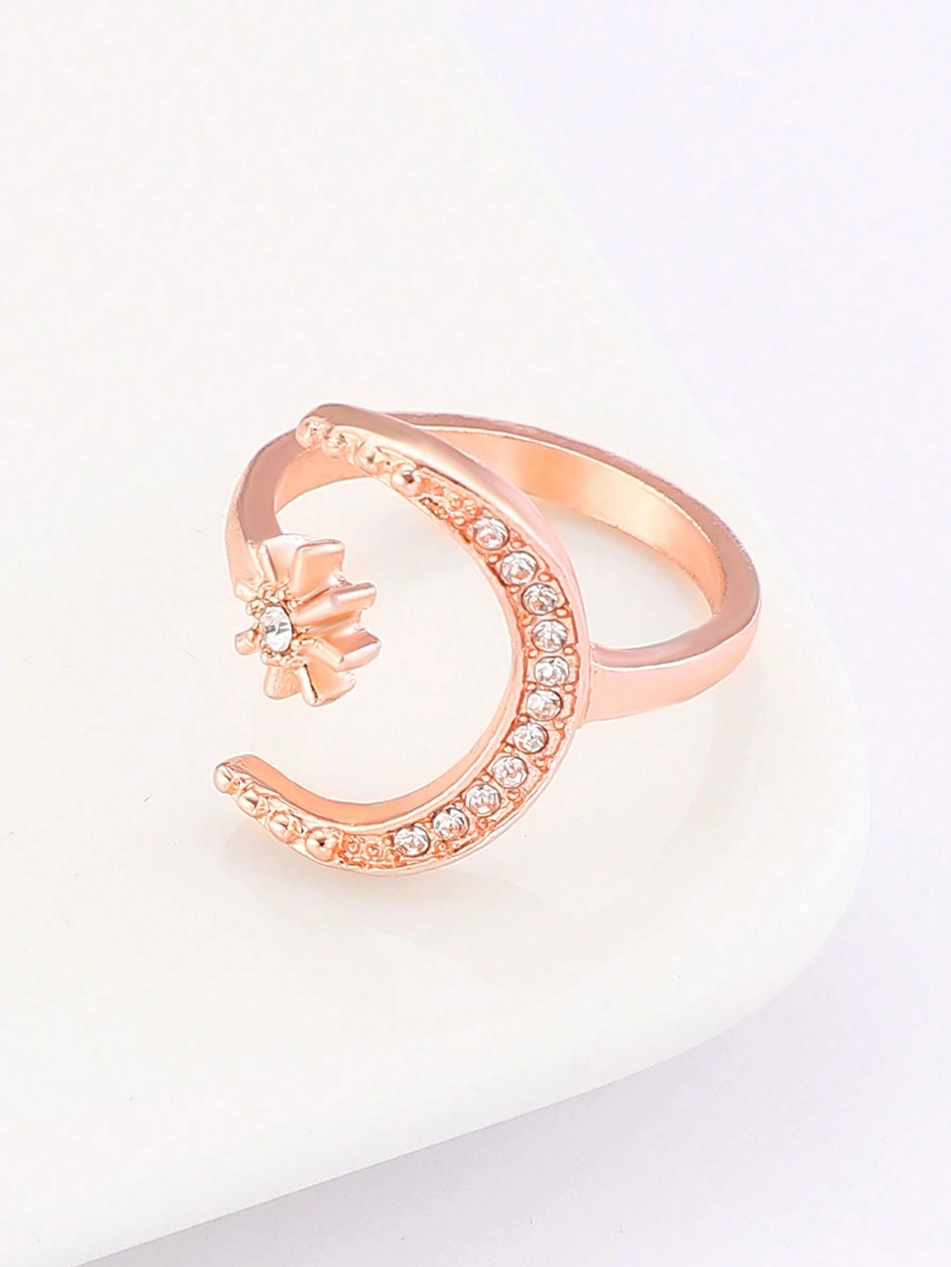 1Pc Retro Star & Moon Open Ring, Versatile Casual & Formal Wear Jewelry for Women
