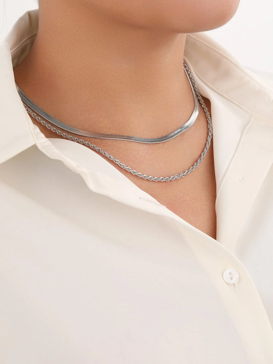 1Pc Twist Design Layered Necklace Copper Jewelry