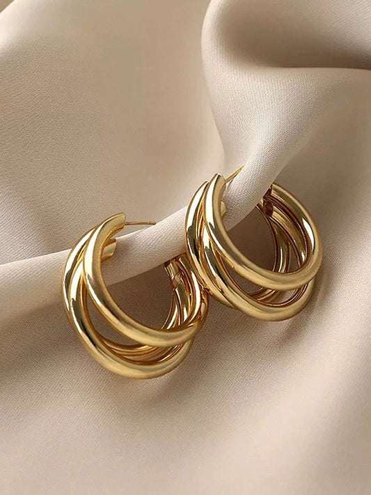 1Pair Fashion Minimalist Layered Cuff Hoop Earrings for Women for Daily Decoration