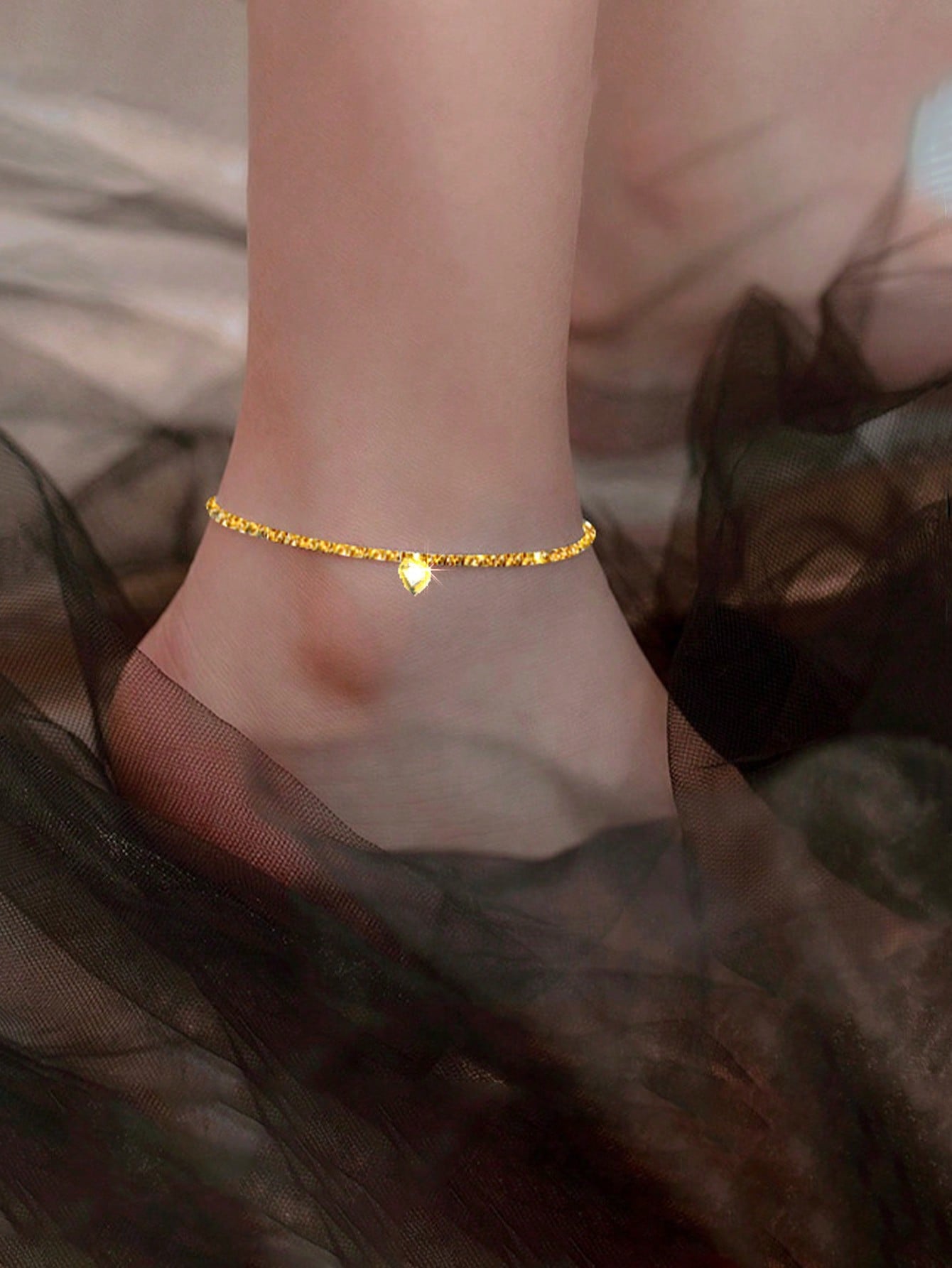 1Pc Simple Charm Bulingbuling Chain Silver Anklet Women'S Travel Holiday Jewelry Suitable for Couples to Wear