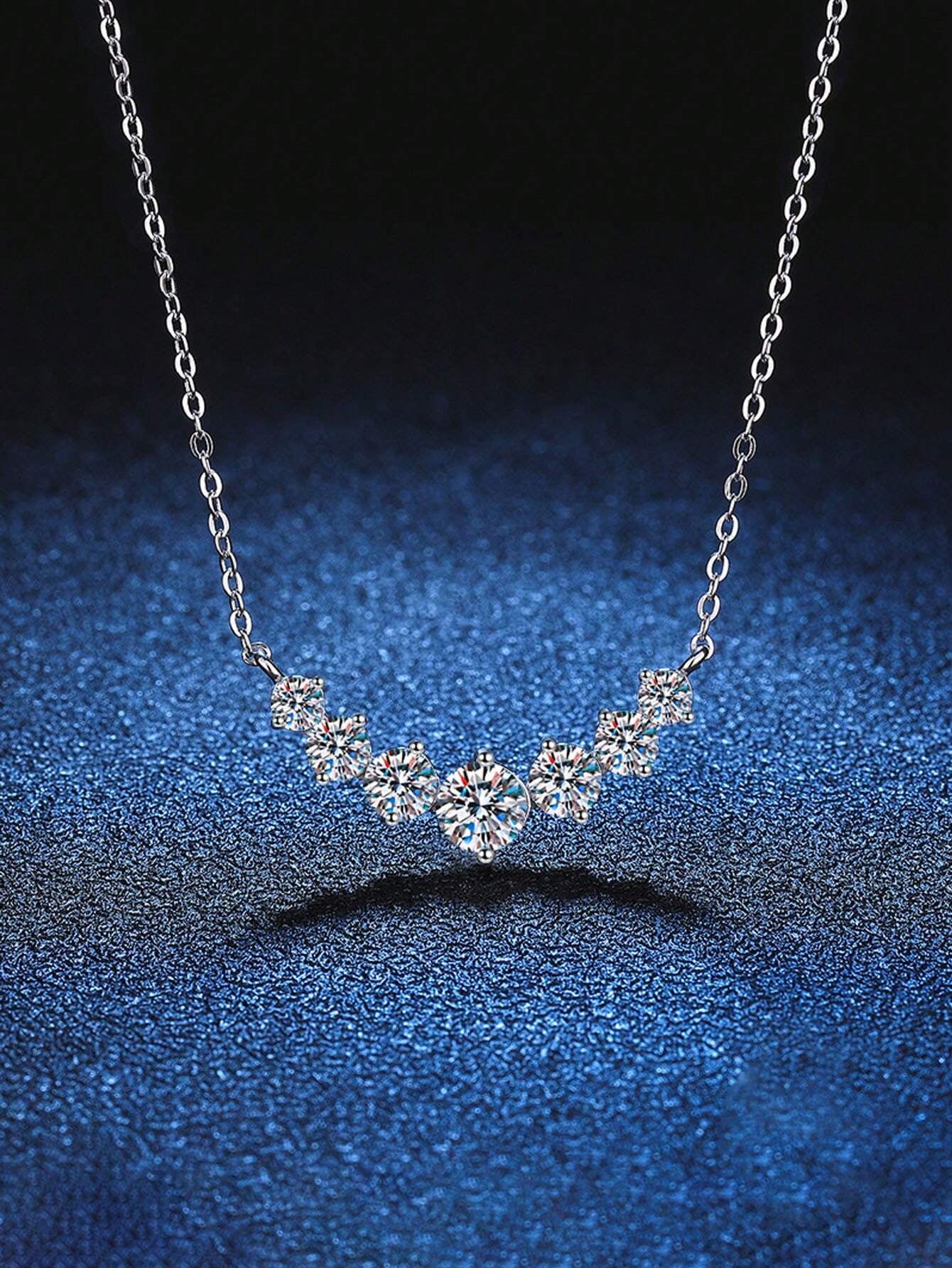 1Pc Exquisite Cubic Zirconia Charm Sterling Silver Necklace for Women for Gift Wedding Engagement Bridal Jewelry