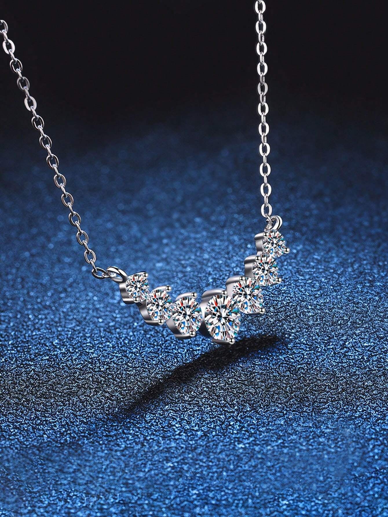 1Pc Exquisite Cubic Zirconia Charm Sterling Silver Necklace for Women for Gift Wedding Engagement Bridal Jewelry