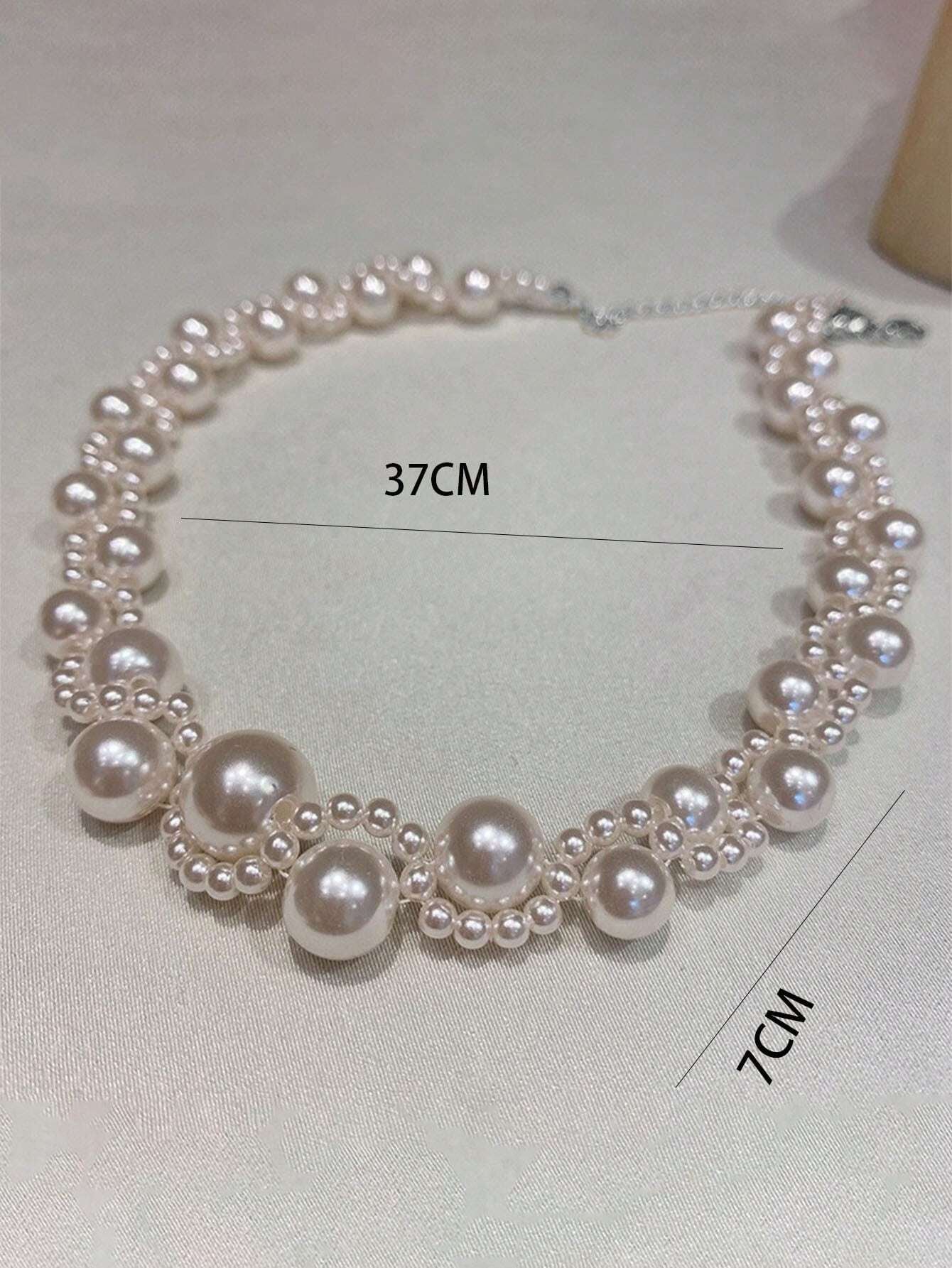 1Pc Luxurious Faux Pearl Necklace, Fashionable and Elegant Collarbone Chain with Simple, Personal Isn Decoration, Suitable for Women'S Daily Commuting and Wear