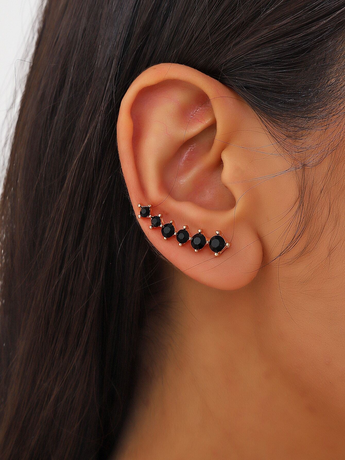 1Pc Copper Jewelry Simple & Classy & Versatile & Fashionable Leaf Design Cubic Zirconia Earrings for Women