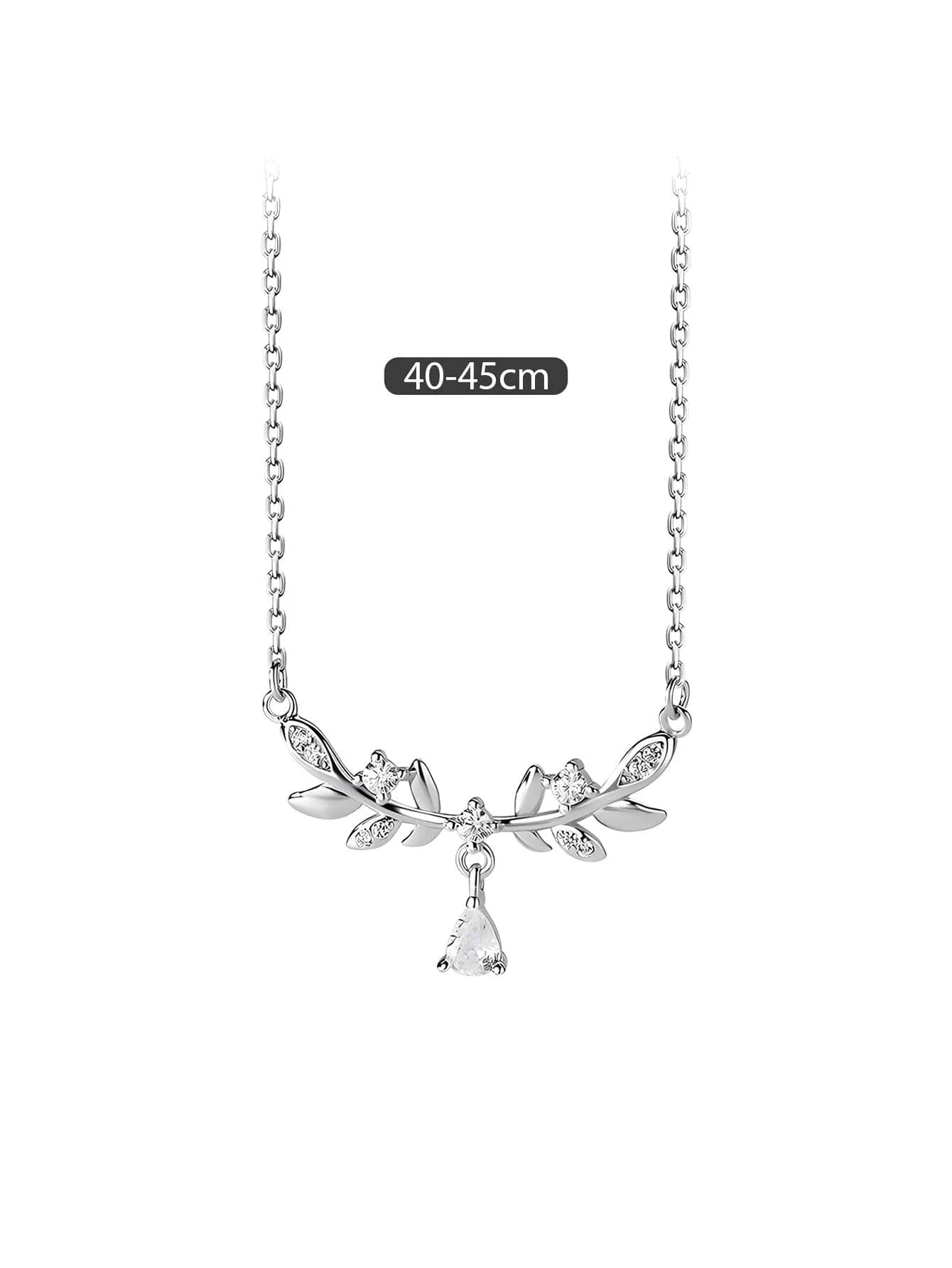 ELSEDES 1Pc/ Silver S925/ Simple & Elegant Design/ Inlaid with Shiny Cubic Zirconia/ Fashion & Fascination/ Pendant Necklace/ for Women'S Daily Wear & Party Wear/ Clavicle Chain