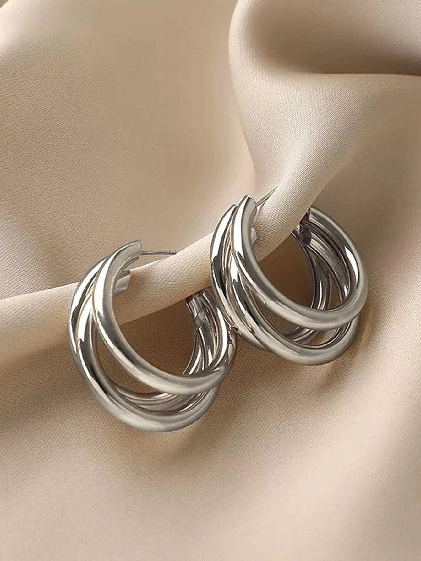 1Pair Fashion Minimalist Layered Cuff Hoop Earrings for Women for Daily Decoration