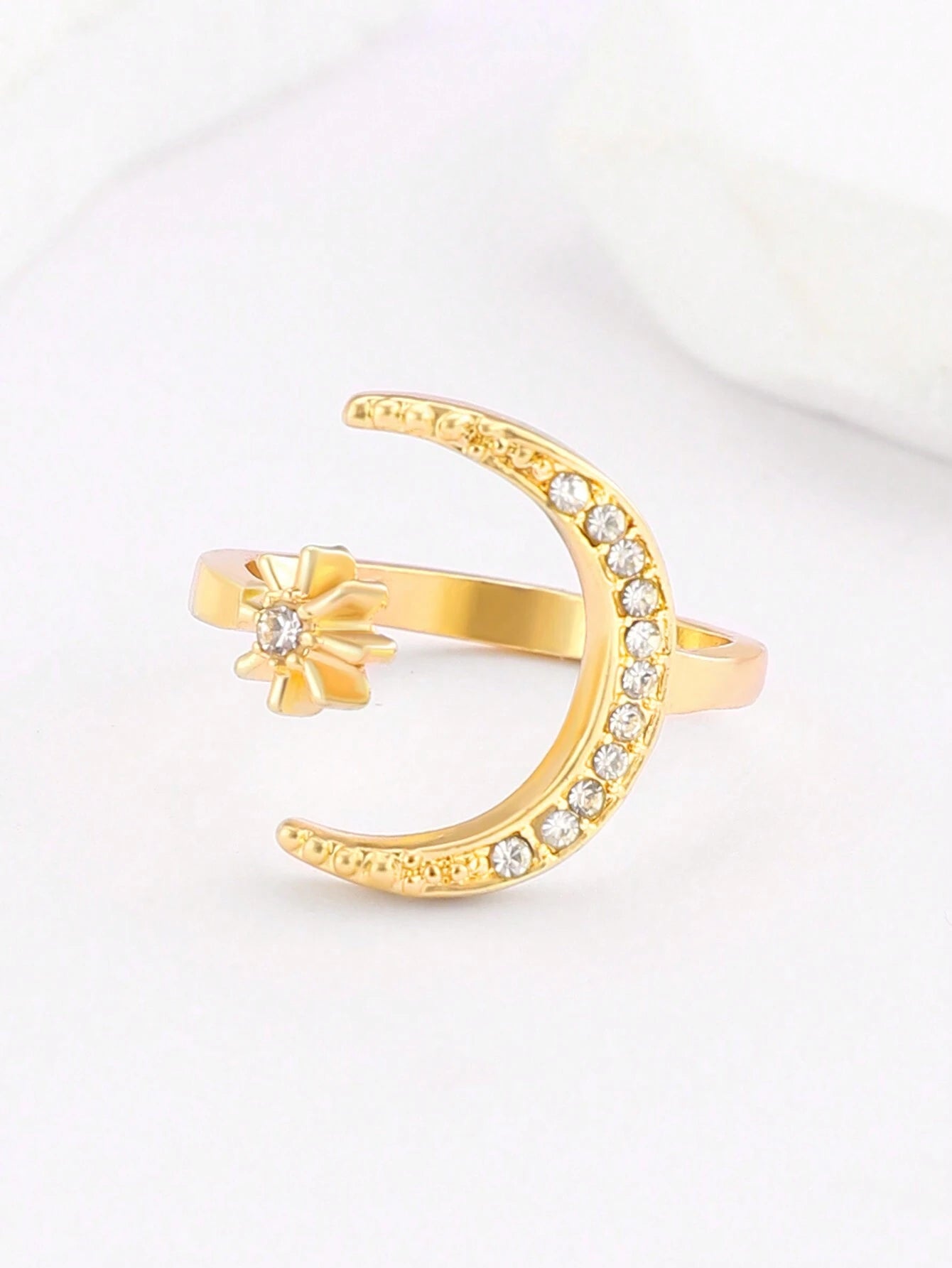 1Pc Retro Star & Moon Open Ring, Versatile Casual & Formal Wear Jewelry for Women