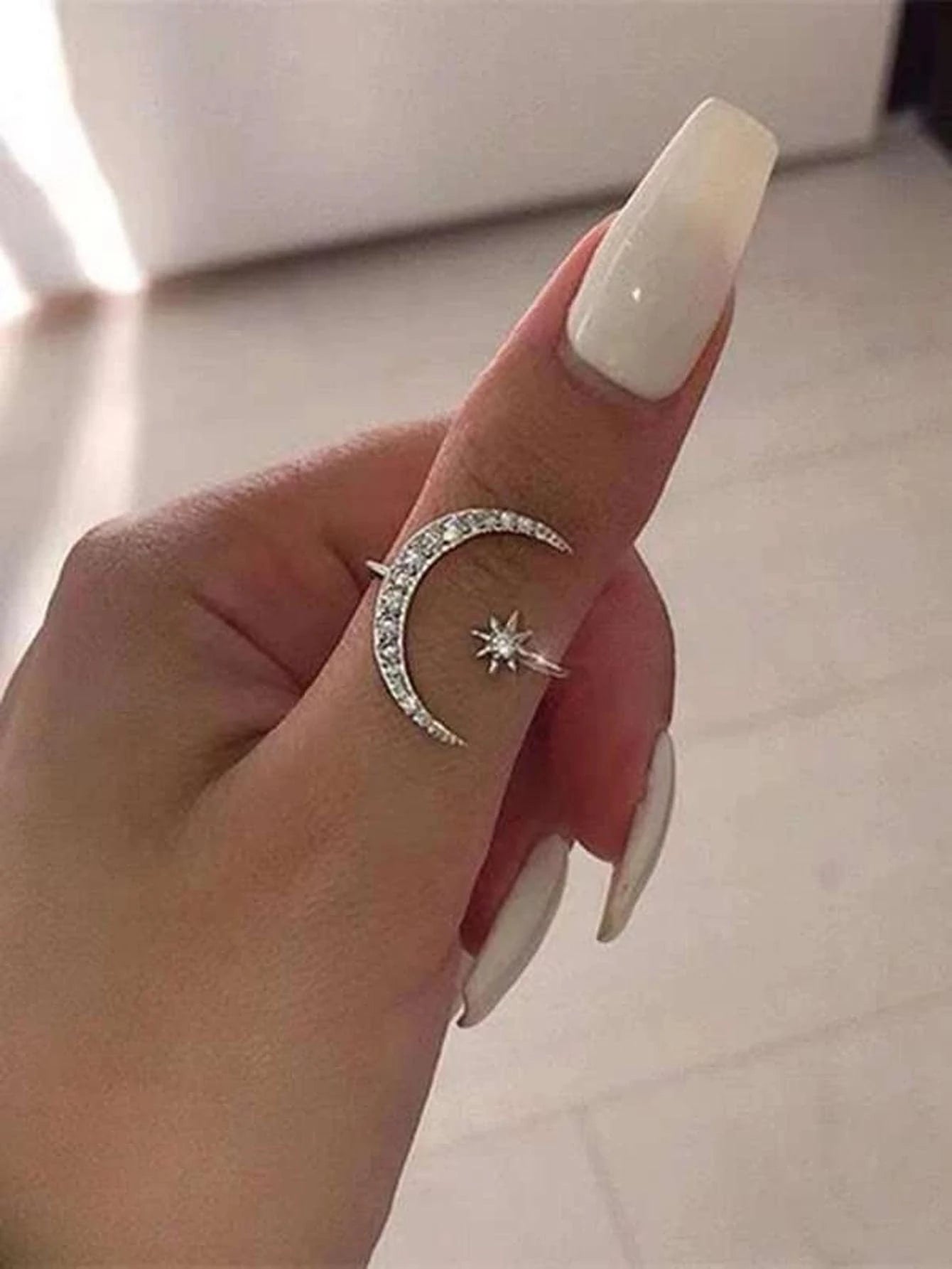 1Pc Retro Star & Moon Open Ring, Versatile Casual & Formal Wear Jewelry for Women
