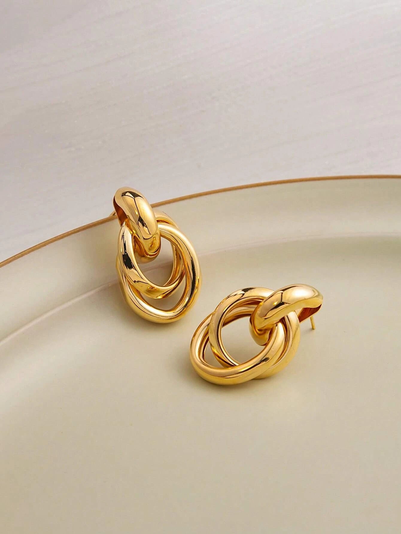 1Pair Fashionable Zinc Alloy Circle Drop Earrings for Women for Daily Decoration
