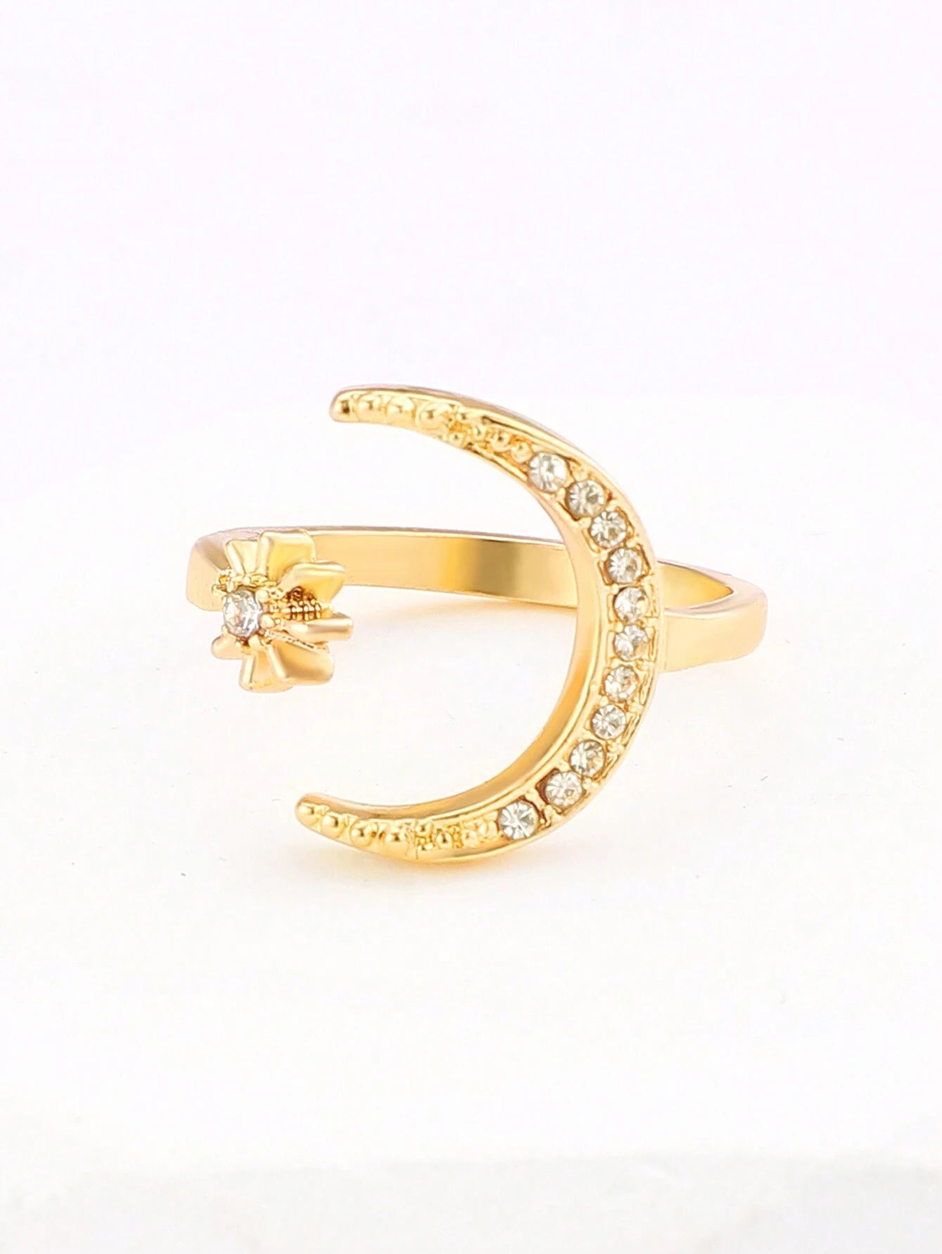 1Pc Retro Star & Moon Open Ring, Versatile Casual & Formal Wear Jewelry for Women