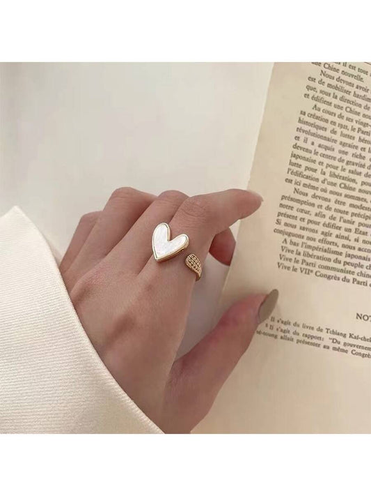 1Pc Women'S Gold-Tone Unique Design Adjustable & Openwork Heart Ring, Suitable for Daily Wear Elegant Valentine'S Day Valentines