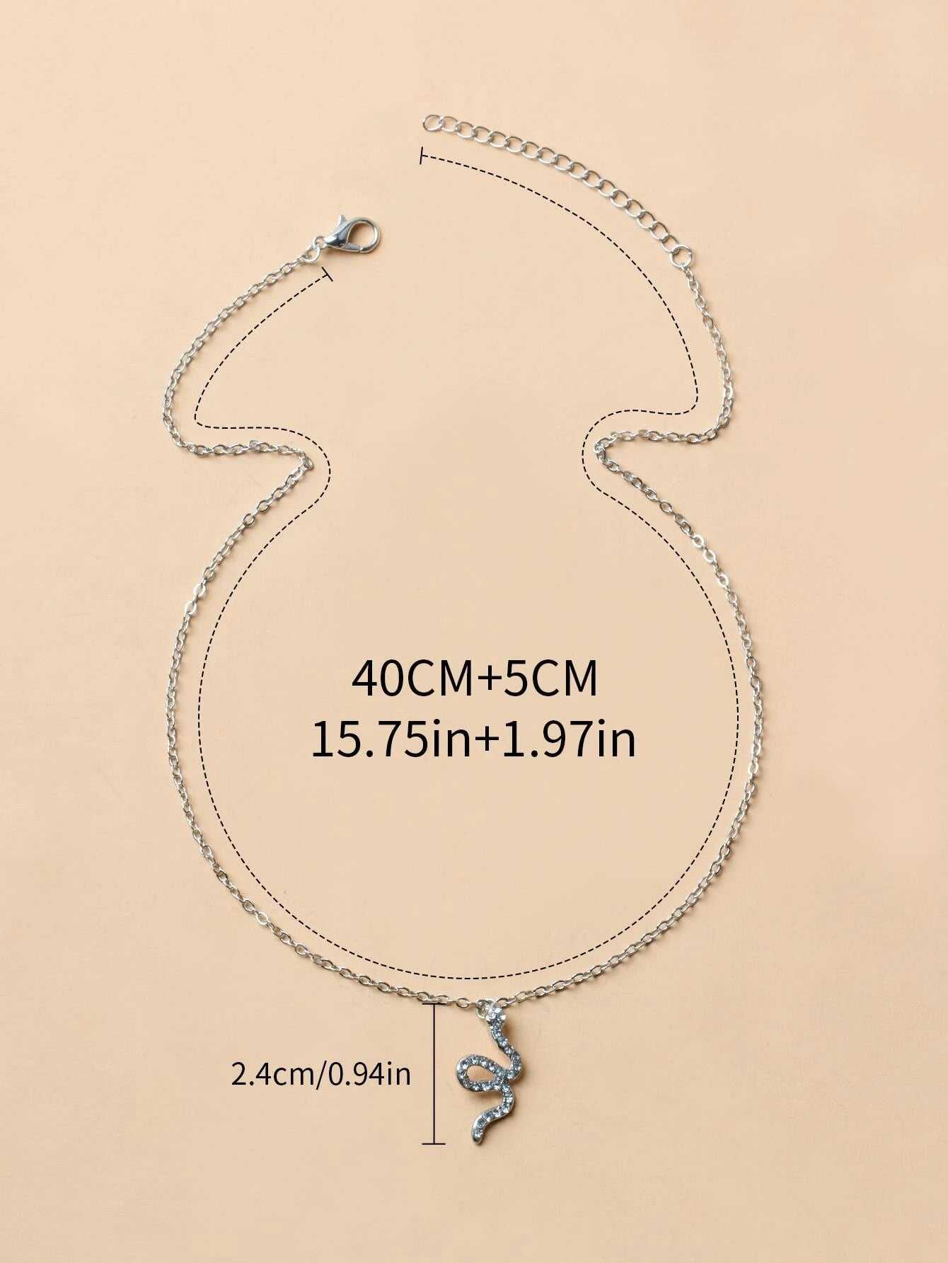 Rhinestone Snake Charm Necklace