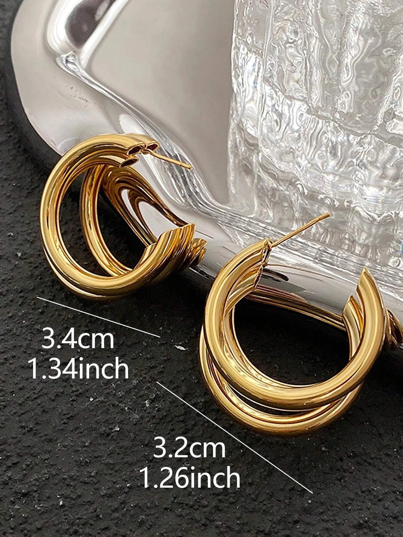 1Pair Fashion Minimalist Layered Cuff Hoop Earrings for Women for Daily Decoration