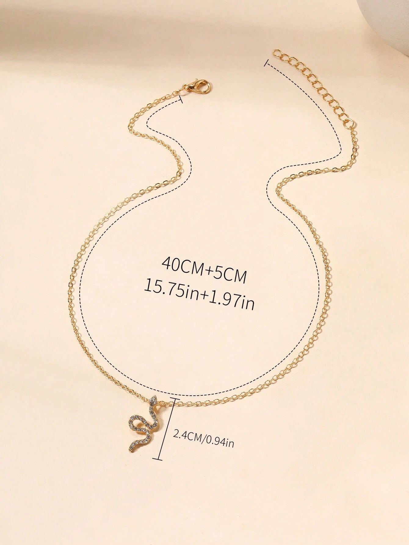 Rhinestone Snake Charm Necklace