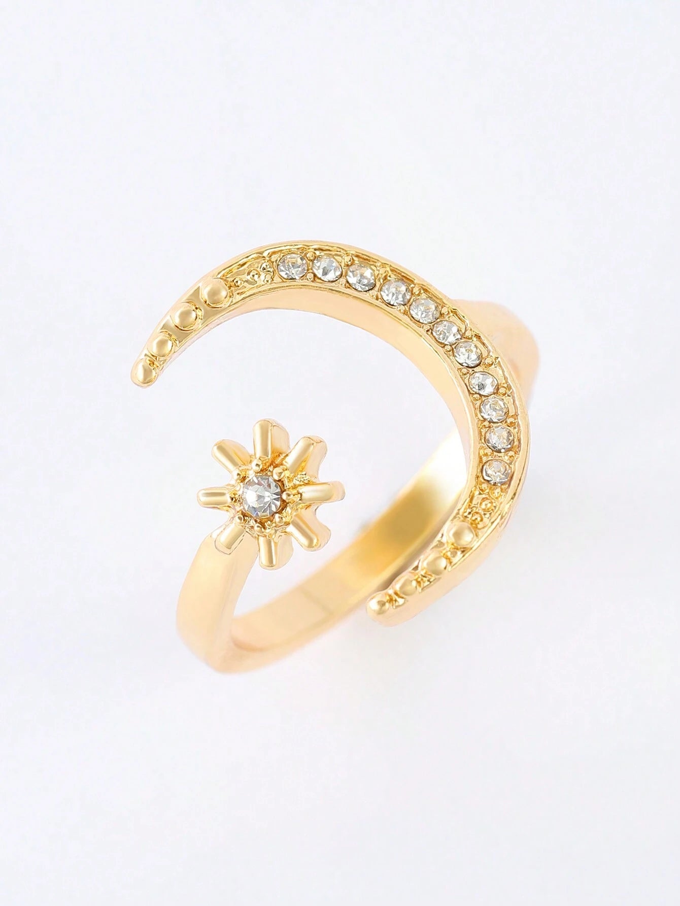 1Pc Retro Star & Moon Open Ring, Versatile Casual & Formal Wear Jewelry for Women