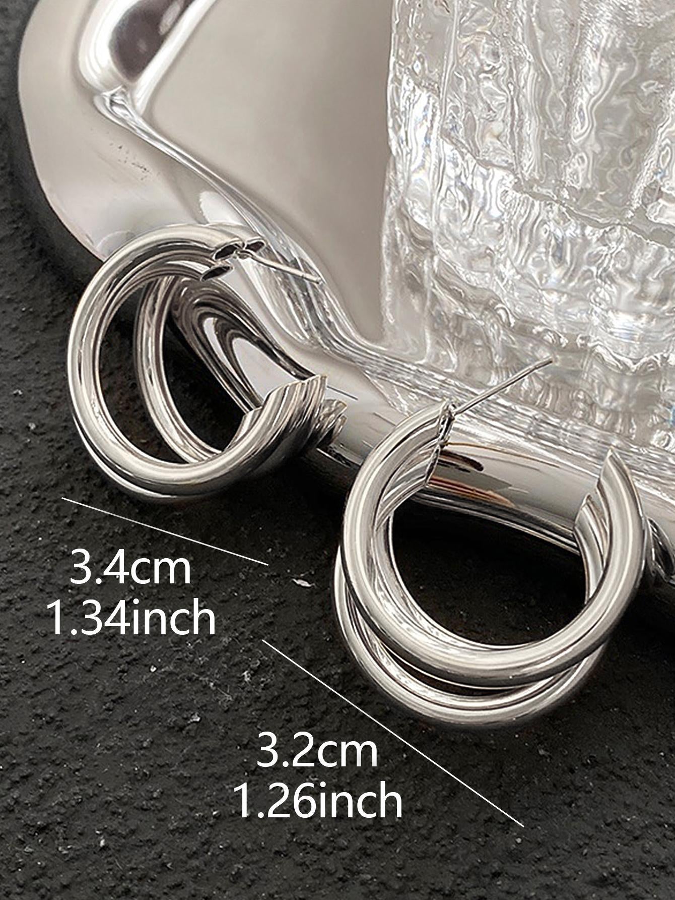 1Pair Fashion Minimalist Layered Cuff Hoop Earrings for Women for Daily Decoration