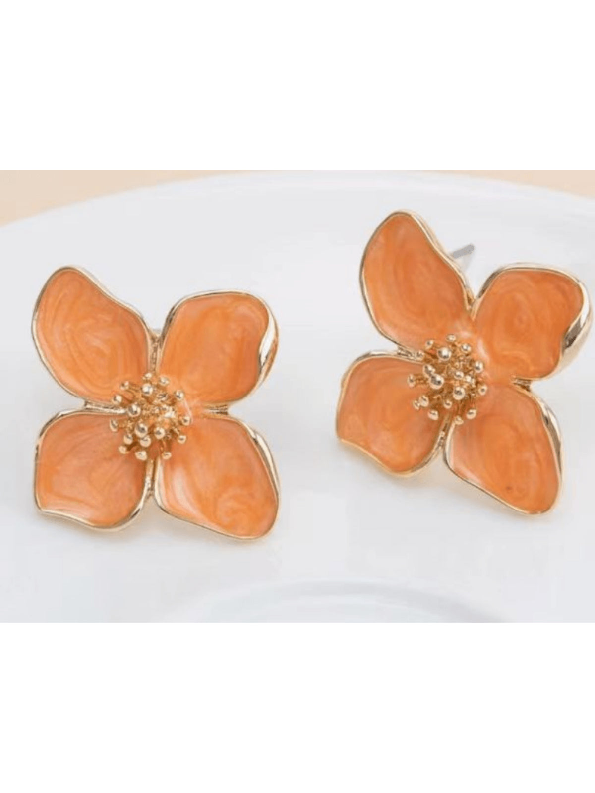 1 Pair Fashionable Hibiscus Flower Glazed Vintage/Retro Flower Stud Earrings, Versatile Jewelry Accessories Valentines