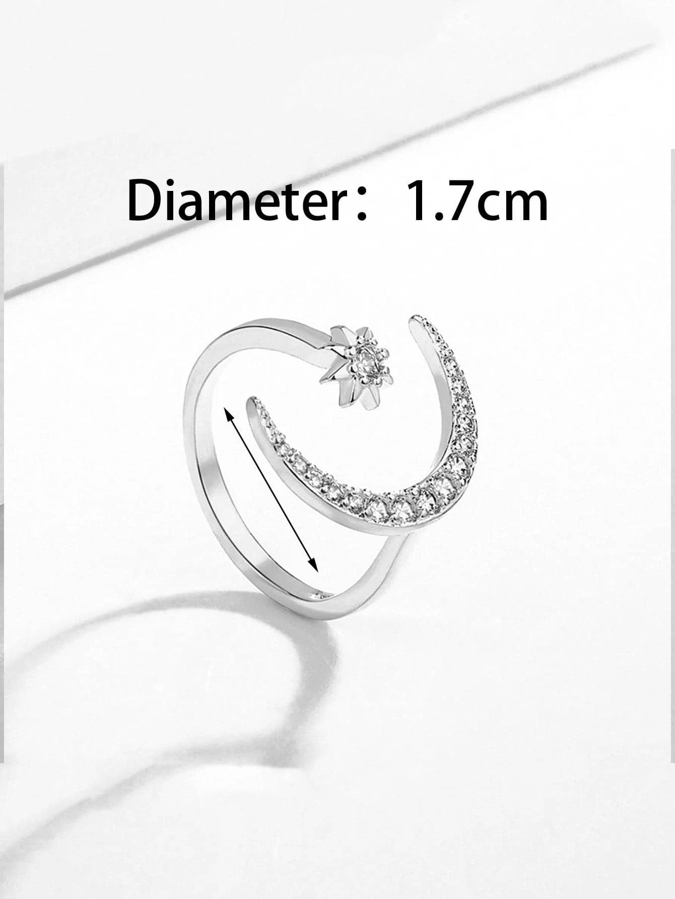 1Pc Retro Star & Moon Open Ring, Versatile Casual & Formal Wear Jewelry for Women