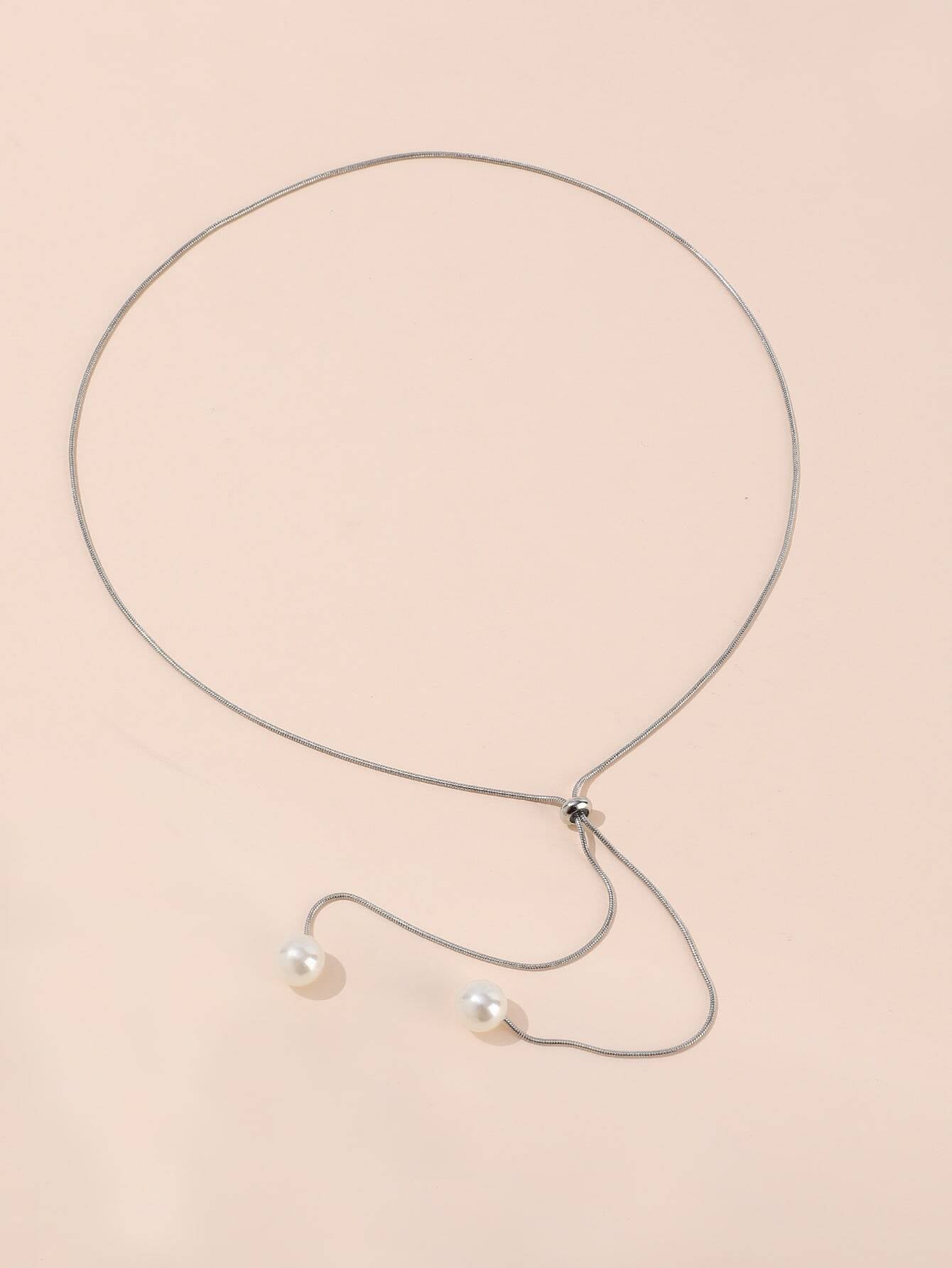 Fashion Faux Pearl Decor Y Shape Long Necklace Jewelry Gifts