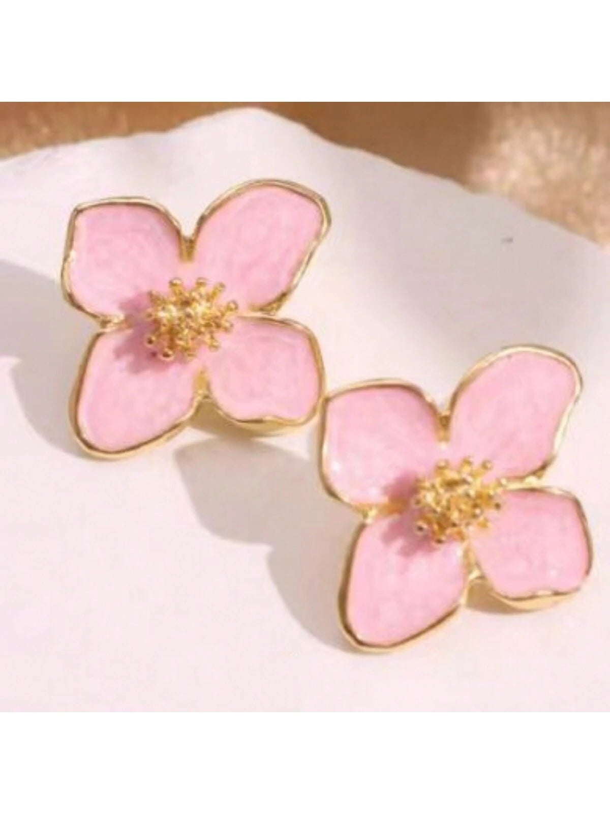 1 Pair Fashionable Hibiscus Flower Glazed Vintage/Retro Flower Stud Earrings, Versatile Jewelry Accessories Valentines