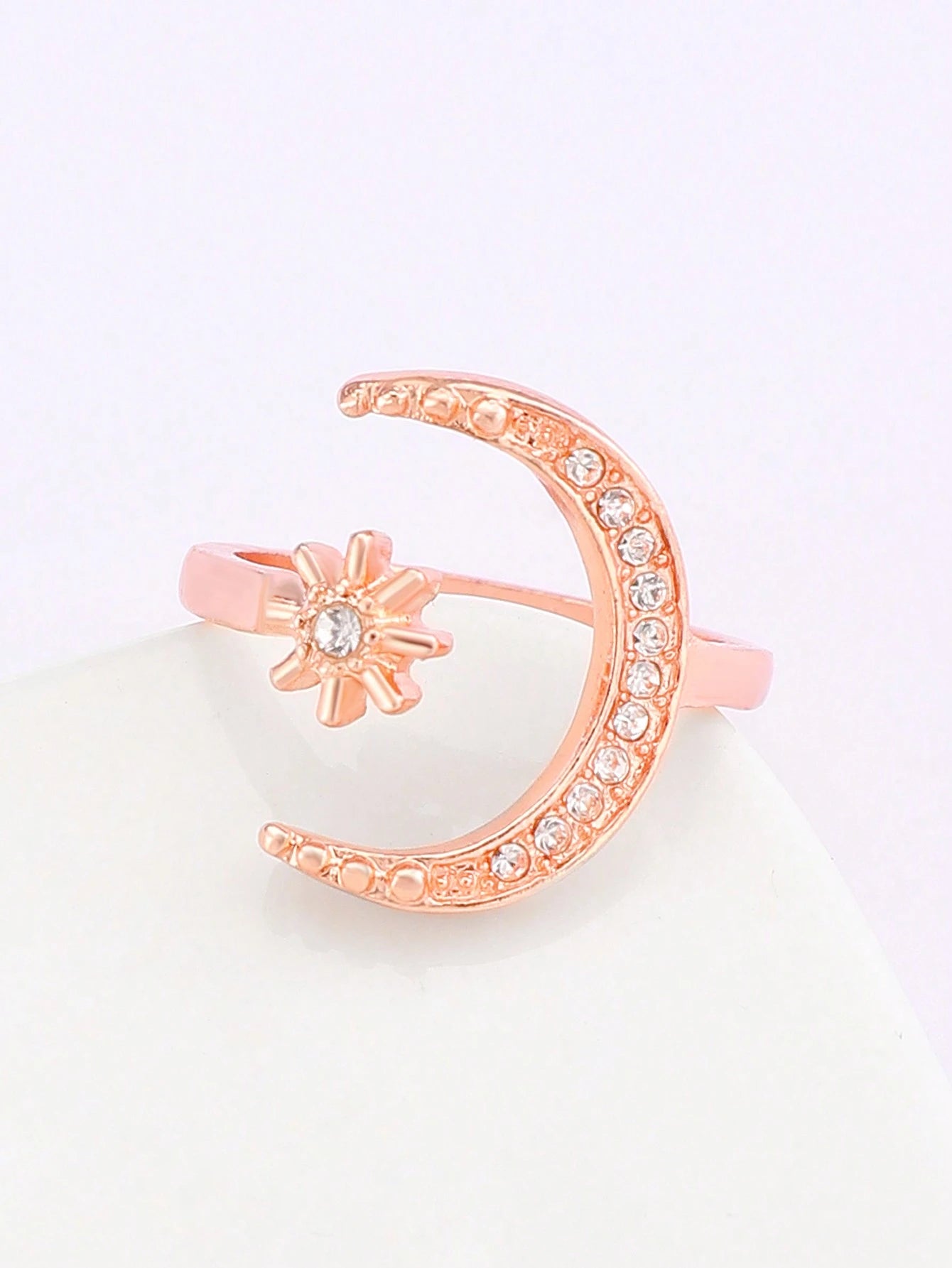 1Pc Retro Star & Moon Open Ring, Versatile Casual & Formal Wear Jewelry for Women