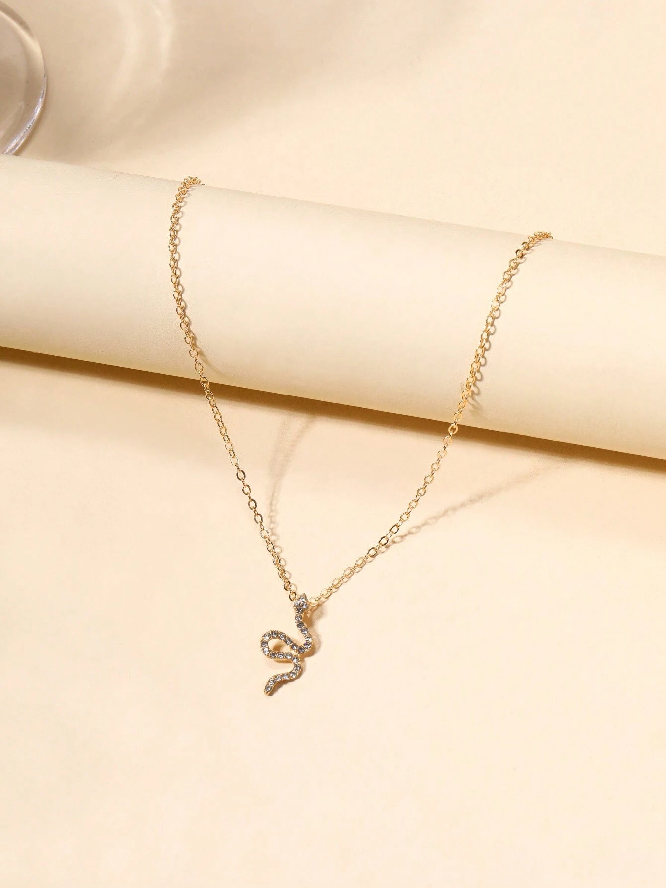 Rhinestone Snake Charm Necklace