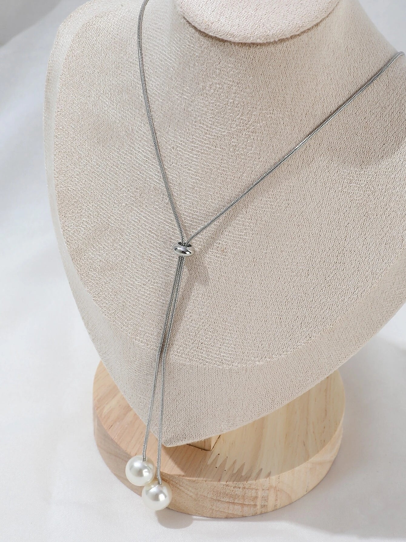 Fashion Faux Pearl Decor Y Shape Long Necklace Jewelry Gifts