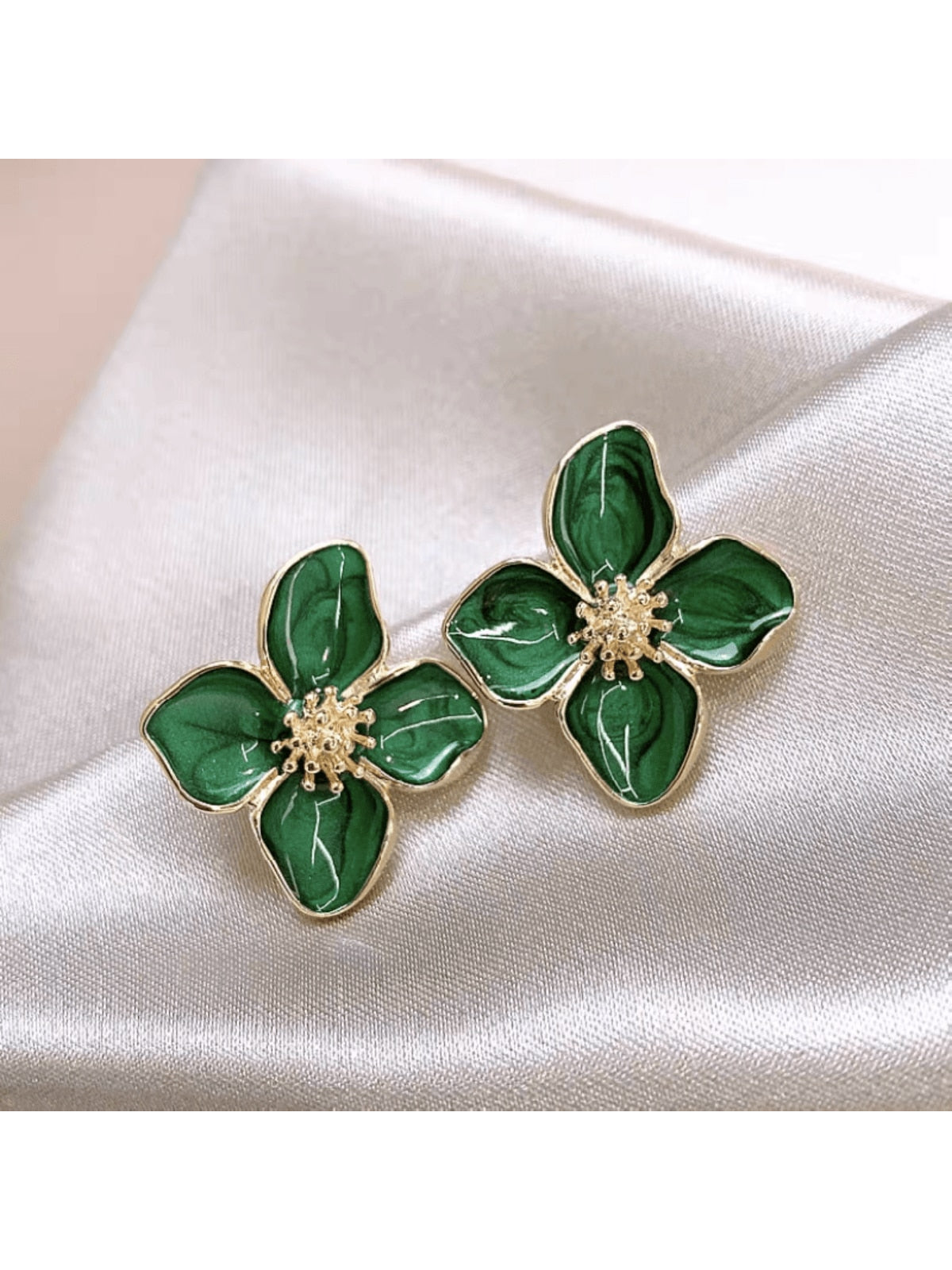 1 Pair Fashionable Hibiscus Flower Glazed Vintage/Retro Flower Stud Earrings, Versatile Jewelry Accessories Valentines
