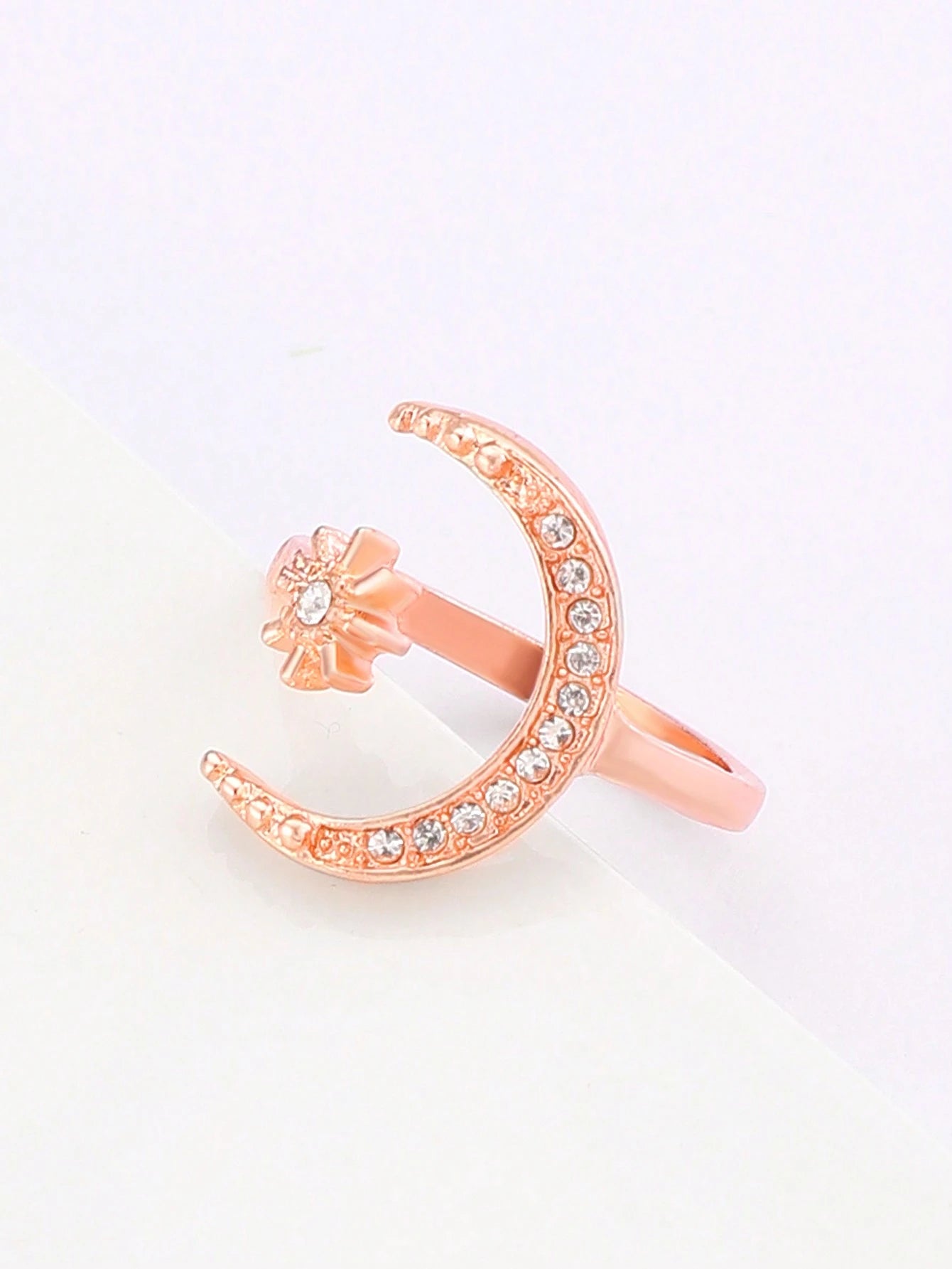 1Pc Retro Star & Moon Open Ring, Versatile Casual & Formal Wear Jewelry for Women