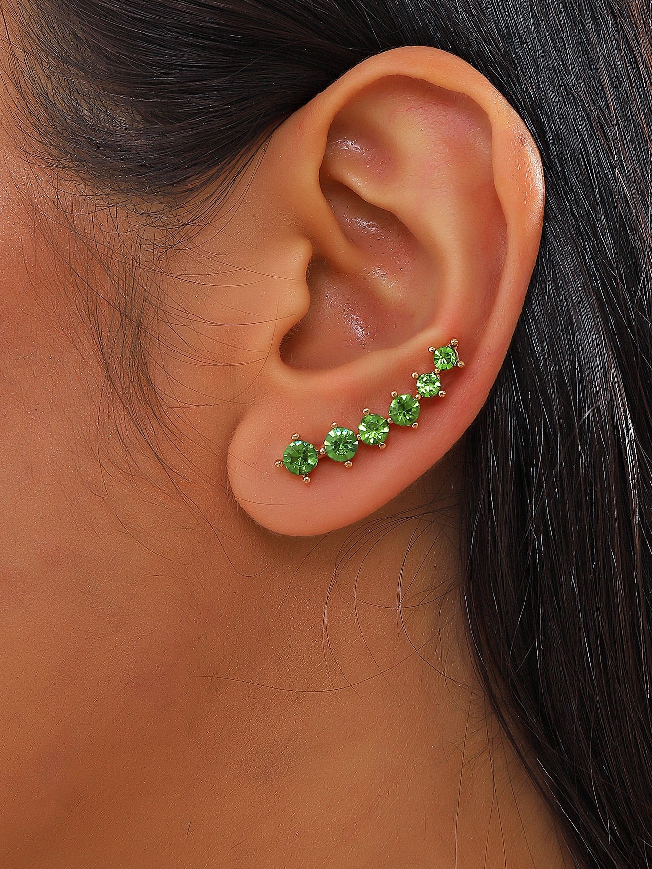 1Pc Copper Jewelry Simple & Classy & Versatile & Fashionable Leaf Design Cubic Zirconia Earrings for Women