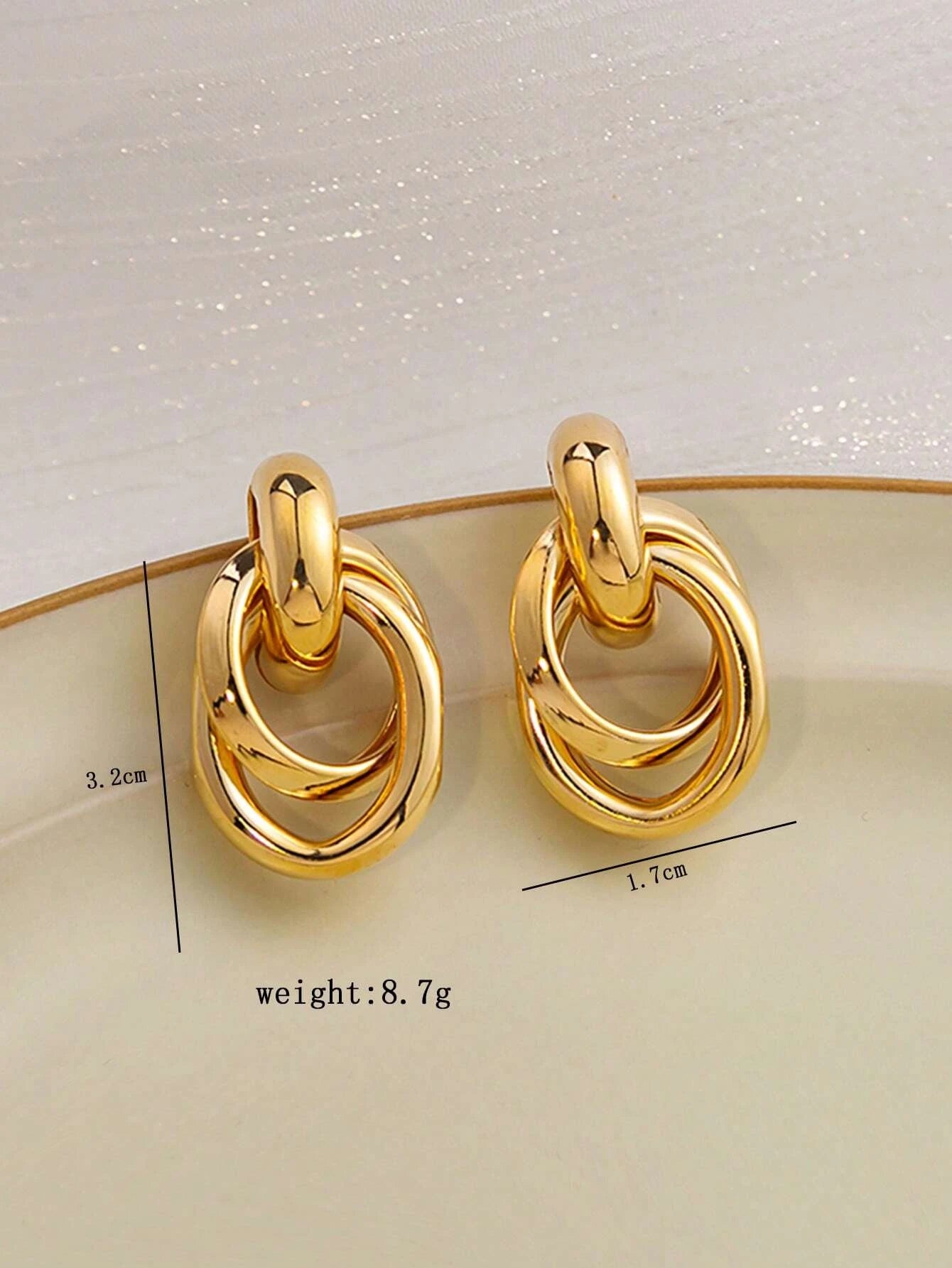 1Pair Fashionable Zinc Alloy Circle Drop Earrings for Women for Daily Decoration