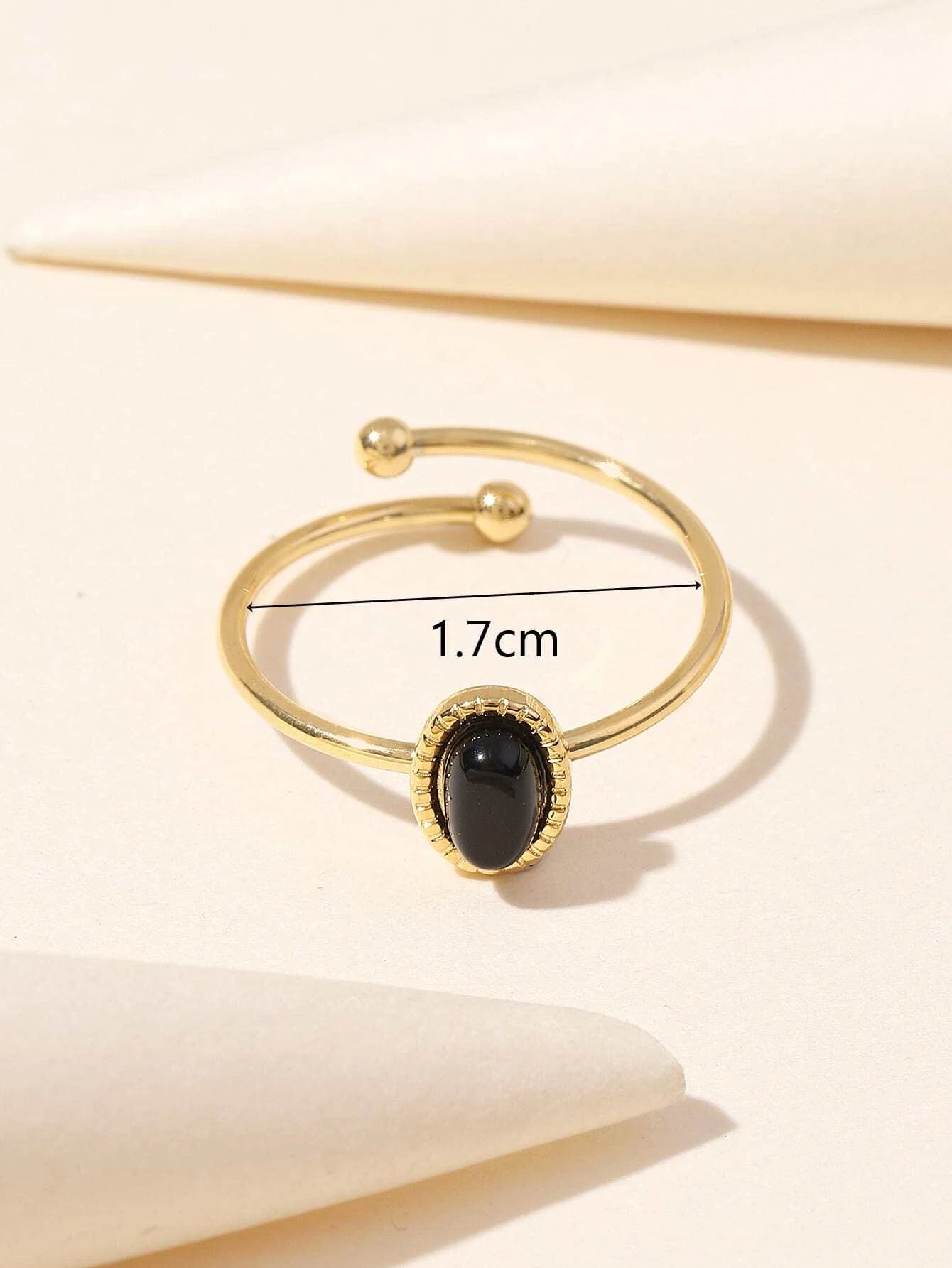 1Pc Fashionable 14K Gold Plated Stainless Steel Baroque Style Ring with Dopamine & Natural Stone Decoration, Adjustable Size, Suitable for Women'S Daily Wear, Gifts