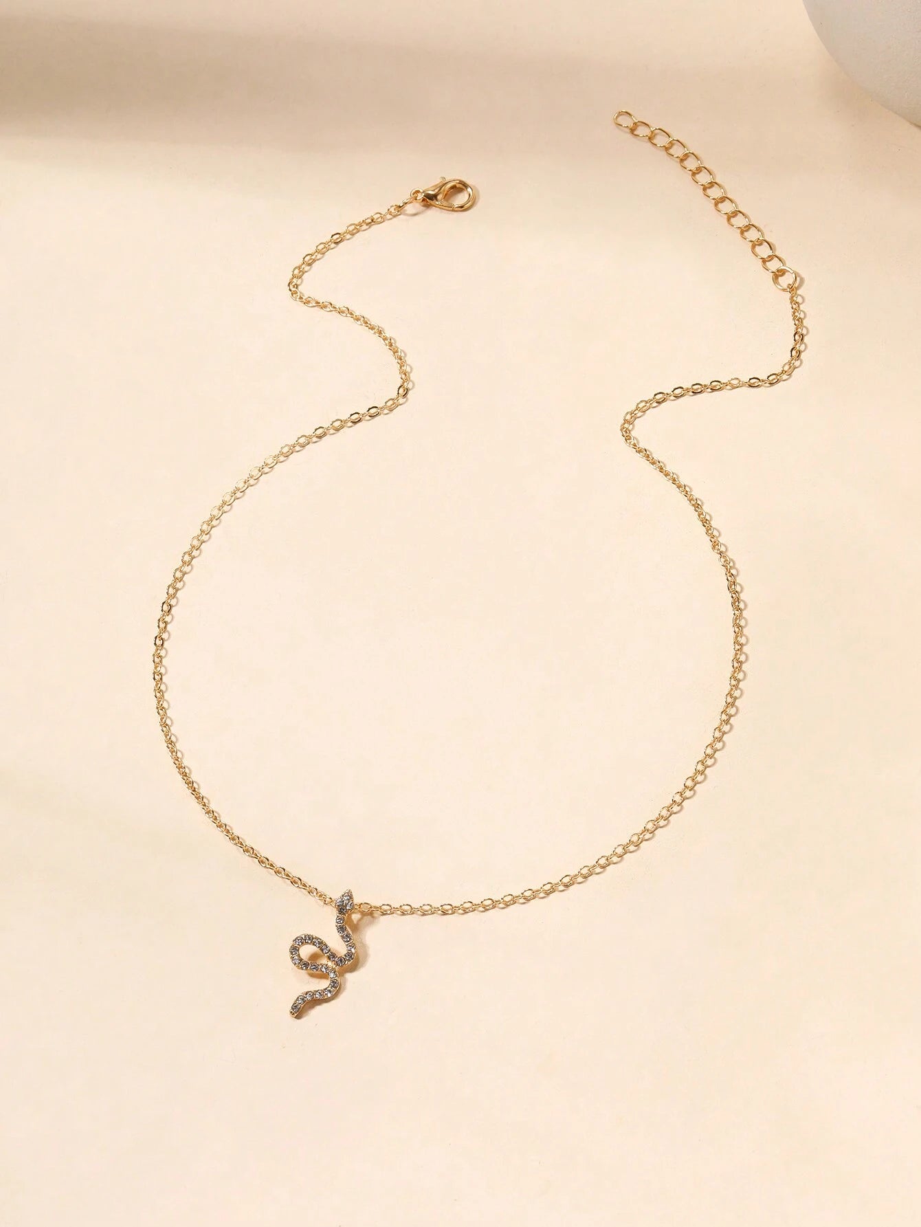 Rhinestone Snake Charm Necklace