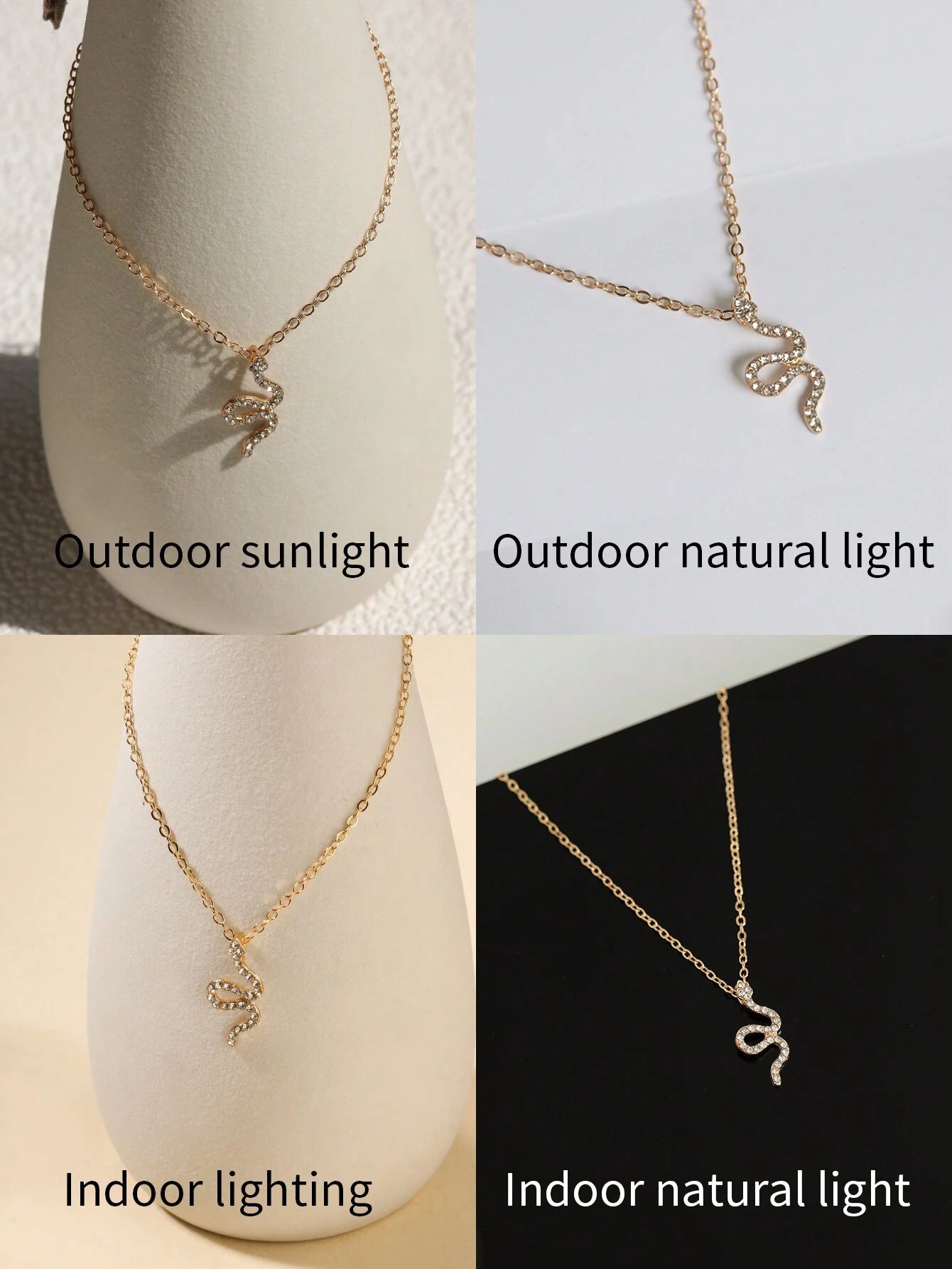 Rhinestone Snake Charm Necklace